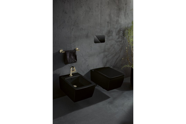 Биде подвесное Villeroy & Boch Memento 2.0 443300S5 ebony, ceramicplus, цвет черный, прямоугольное, 37.5x56 см
