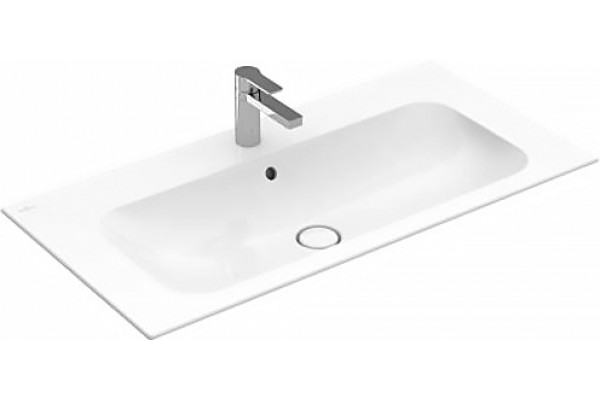 Мебельная раковина Villeroy & Boch Finion 4164A0R2 star white, ceramicplus, с переливом, прямоугольная, цвет белый