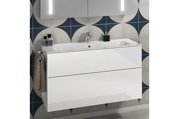 Мебельная раковина Villeroy & Boch Finion 4164A0R2 star white, ceramicplus, с переливом, прямоугольная, цвет белый