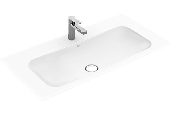 Мебельная раковина Villeroy & Boch Finion 4164A2RW stone white, ceramicplus, без перелива, прямоугольная, цвет белый