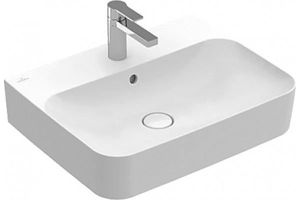 Раковина Villeroy & Boch Finion 41686GRW stone white, ceramicplus, с переливом, прямоугольная, цвет белый