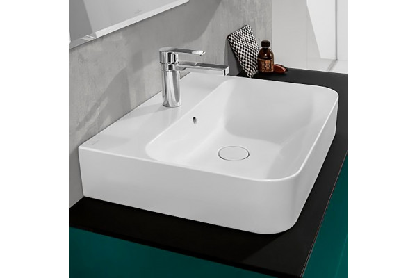 Раковина Villeroy & Boch Finion 41686GRW stone white, ceramicplus, с переливом, прямоугольная, цвет белый