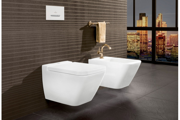 Биде подвесное Villeroy & Boch Finion 446500R2 star white, ceramicplus, цвет белый, прямоугольное, 37.5x56 см