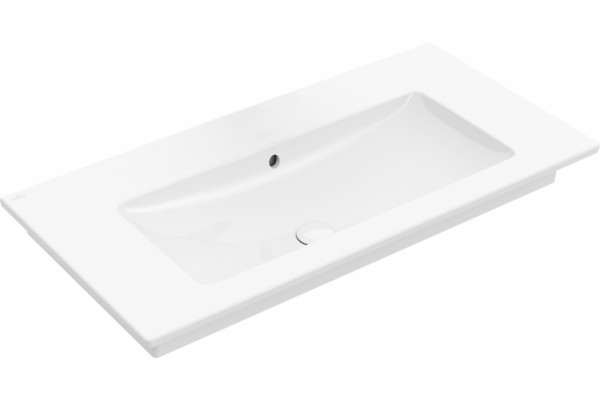 Мебельная раковина Villeroy & Boch Venticello 4104AJRW без отверстия для смесителя, stone white ceramic plus, прямоугольная, цвет белый