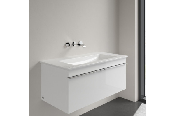Мебельная раковина Villeroy & Boch Venticello 4104AJRW без отверстия для смесителя, stone white ceramic plus, прямоугольная, цвет белый