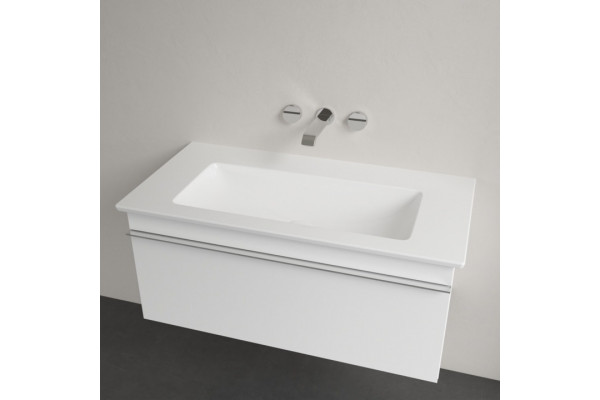 Мебельная раковина Villeroy & Boch Venticello 4104AJRW без отверстия для смесителя, stone white ceramic plus, прямоугольная, цвет белый
