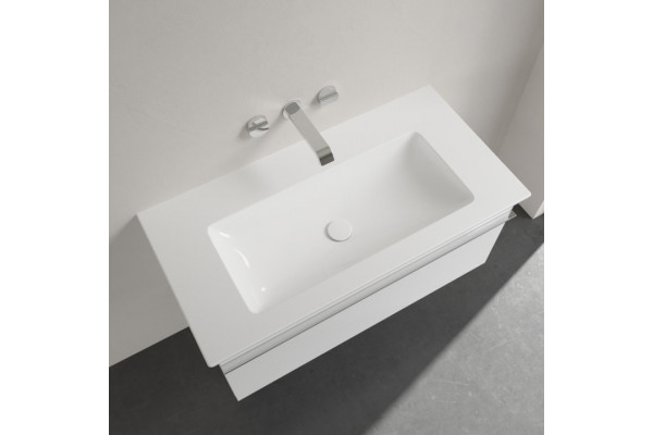 Мебельная раковина Villeroy & Boch Venticello 4104AJRW без отверстия для смесителя, stone white ceramic plus, прямоугольная, цвет белый