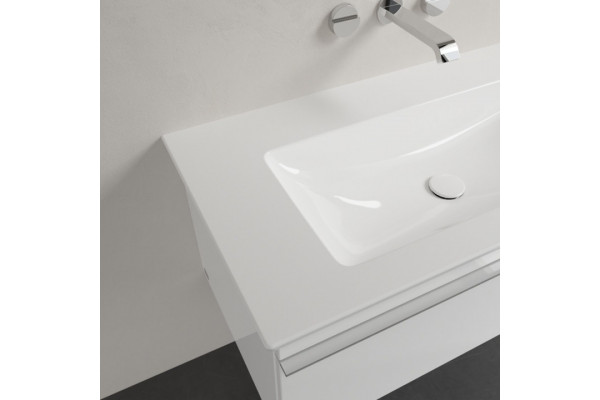 Мебельная раковина Villeroy & Boch Venticello 4104AJRW без отверстия для смесителя, stone white ceramic plus, прямоугольная, цвет белый