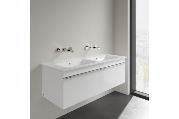 Мебельная раковина Villeroy & Boch Venticello 130 см, без отверстия для смесителя, альпийский белый ceramic plus, прямоугольная