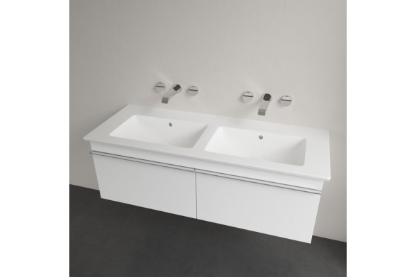 Мебельная раковина Villeroy & Boch Venticello 130 см, без отверстия для смесителя, альпийский белый ceramic plus, прямоугольная