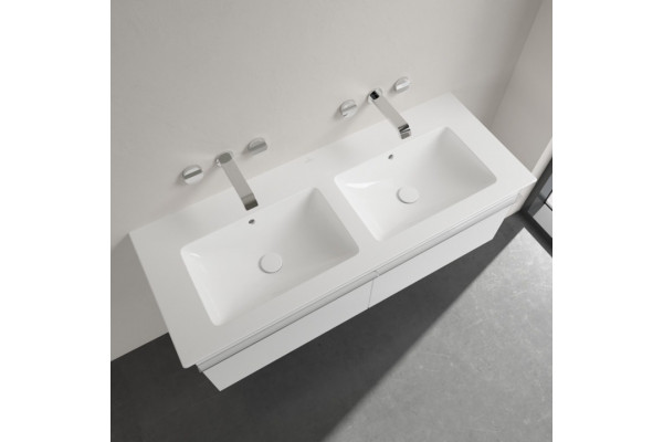 Мебельная раковина Villeroy & Boch Venticello 130 см, без отверстия для смесителя, альпийский белый ceramic plus, прямоугольная