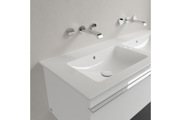 Мебельная раковина Villeroy & Boch Venticello 130 см, без отверстия для смесителя, альпийский белый ceramic plus, прямоугольная