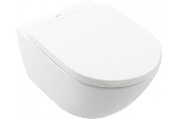 Унитаз подвесной Villeroy & Boch Subway 3.0 4670TSR1 alpin, ceramicplus, сиденье с микролифтом, белый, 37x56 см