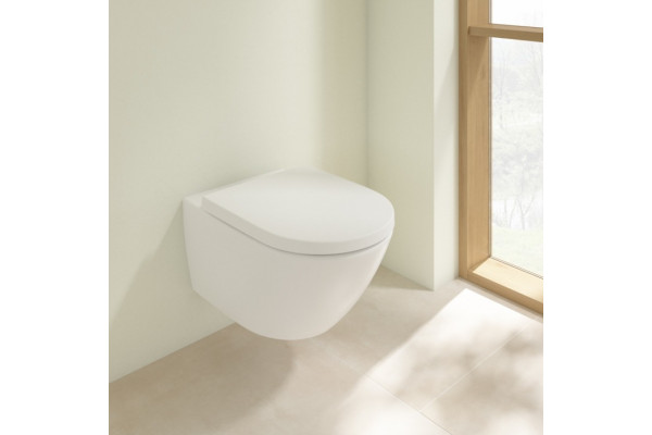 Унитаз подвесной Villeroy & Boch Subway 3.0 4670TSR1 alpin, ceramicplus, сиденье с микролифтом, белый, 37x56 см
