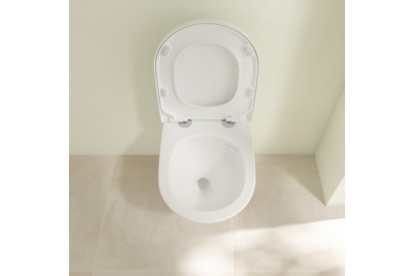 Унитаз подвесной Villeroy & Boch Subway 3.0 4670TSR1 alpin, ceramicplus, сиденье с микролифтом, белый, 37x56 см