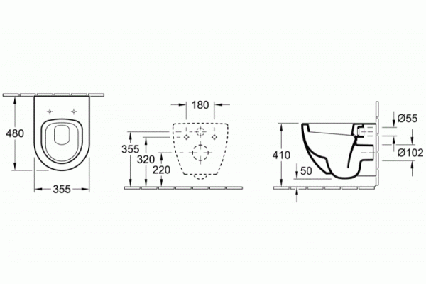Унитаз подвесной Villeroy & Boch Subway укороченный, alpin, белый, овальный, 35.5x48 см