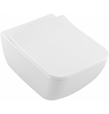 Унитаз подвесной Villeroy & Boch Venticello 4611RSR1 безободковый, Ceramicplus, белый, прямоугольный, 37.5x56 см