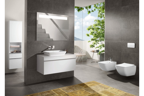 Унитаз подвесной Villeroy & Boch Venticello 4611RSR1 безободковый, Ceramicplus, белый, прямоугольный, 37.5x56 см
