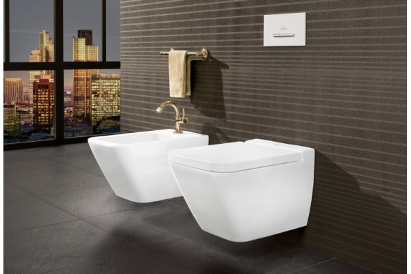 Биде подвесное Villeroy & Boch Finion 446500R1 alpin, Ceramicplus, цвет белый, прямоугольное, 37.5x56 см