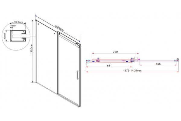 Душевая дверь Vincea Como VPS-1C140CL 140x195 профиль хром, стекло прозрачное, раздвижная