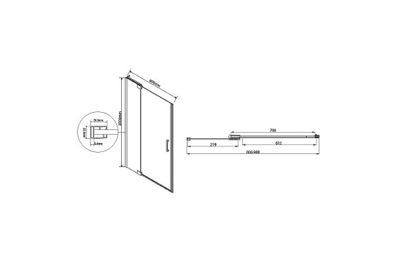 Душевая дверь Vincea Extra VDP-1E8090CL 90х200 профиль хром, стекло прозрачное, распашная