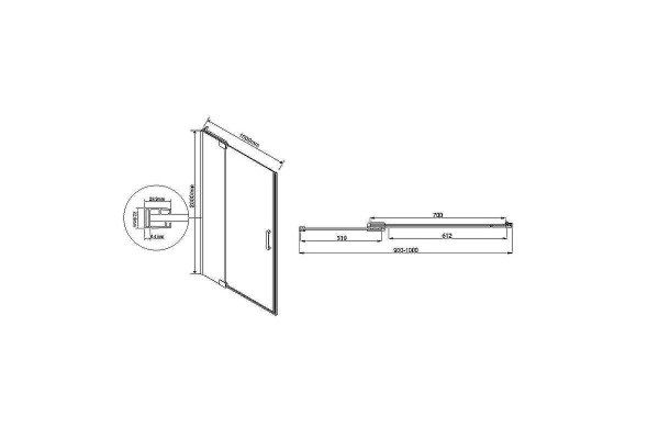 Душевая дверь Vincea Extra VDP-1E9010CL 100х200 профиль хром, стекло прозрачное, распашная