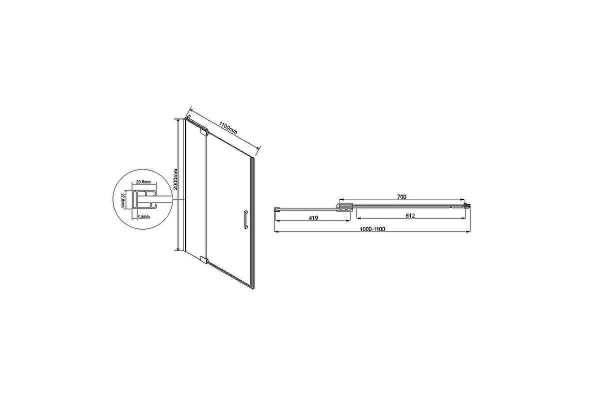 Душевая дверь Vincea Extra VDP-1E1011CL 110х200 профиль хром, стекло прозрачное, распашная