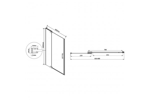 Душевая дверь Vincea Extra VDP-1E8090CGB 90х200 профиль чёрный, стекло тонированное, распашная