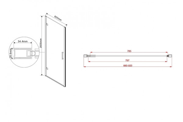 Душевая дверь Vincea Flex VDP-1F900CGB 90х200 профиль чёрный, стекло тонированное, распашная