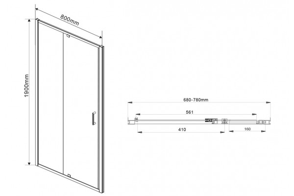 Душевая дверь Vincea Intra VDP-1I7080CL 80x190 профиль хром, стекло прозрачное, распашная