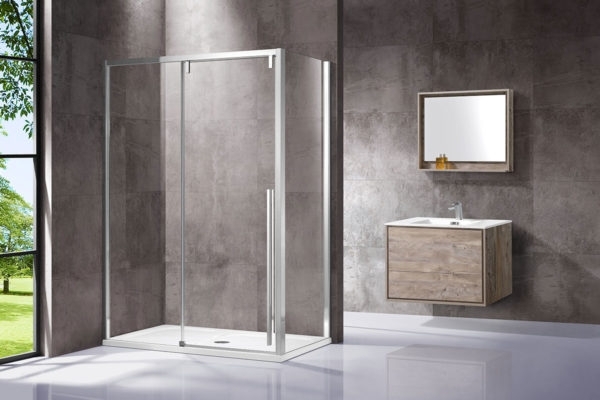 Душевой уголок Vincea Lugano VSR-1L9015CL-1 150х90х195 профиль хром, стекло прозрачное, прямоугольный, двери раздвижные