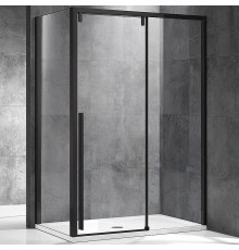 Душевой уголок Vincea Lugano VSR-1L9013CLB-1 130х90х195 профиль чёрный, стекло прозрачное, прямоугольный, двери раздвижные