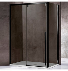Душевой уголок Vincea Lugano VSR-1L9012CGB-1 120х90х195 профиль чёрный, стекло тонированное, прямоугольный, двери раздвижные