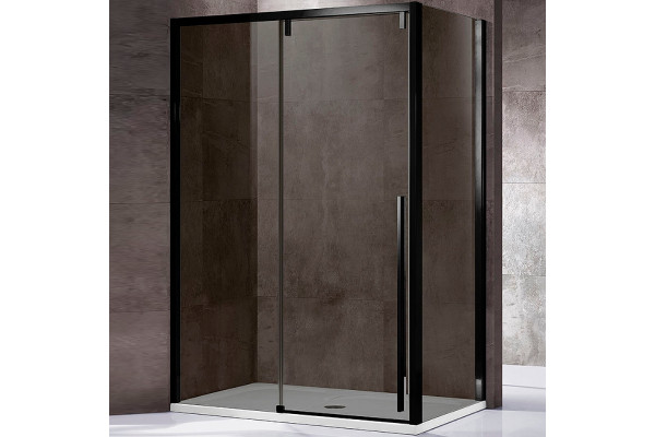 Душевой уголок Vincea Lugano VSR-1L9012CGB-1 120х90х195 профиль чёрный, стекло тонированное, прямоугольный, двери раздвижные