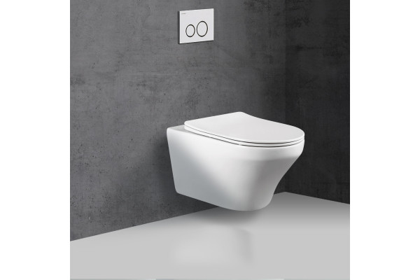 Унитаз Vincea Edge-M Rimless VT1-37 подвесной с сиденьем Микролифт, белый, овальный, 36.5x55.5 см