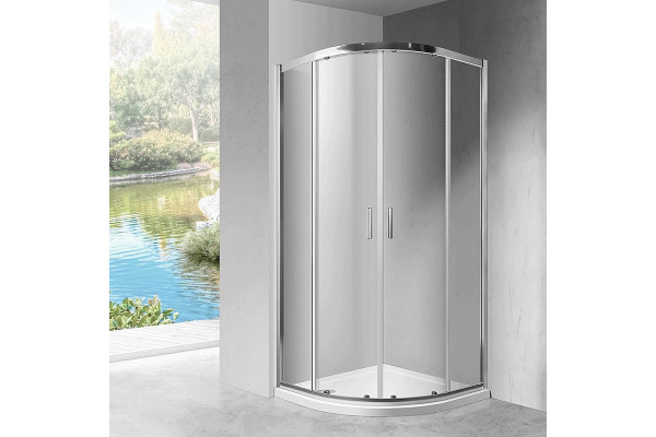 Душевой уголок Vincea Scala VSQ-2SC900CL 90х90х190 профиль хром, стекло прозрачное, четверть круга, двери раздвижные