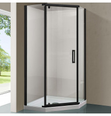 Душевой уголок Vincea Stresa VSP-1S900CLB 90x90х195 профиль чёрный, стекло прозрачное, двери распашные