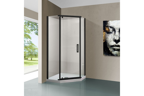 Душевой уголок Vincea Stresa VSP-1S100CLB 100x100х195 профиль чёрный, стекло прозрачное, двери распашные