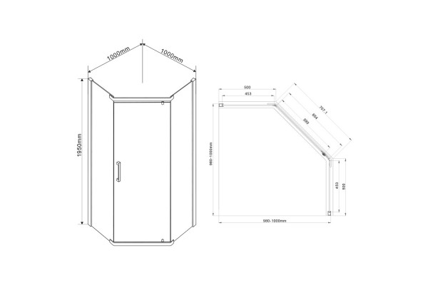 Душевой уголок Vincea Stresa VSP-1S100CLB 100x100х195 профиль чёрный, стекло прозрачное, двери распашные