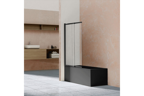 Шторка на ванну Vincea VSB VSB-1E100CLB 100х145 профиль черный, стекло прозрачное, распашная