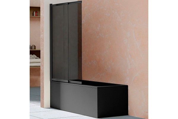 Шторка на ванну Vincea VSB VSB-1E100CGB 100х145 профиль черный, стекло тонированное, раздвижная