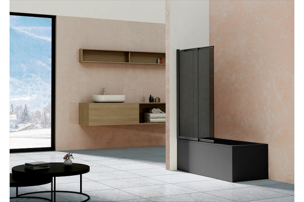 Шторка на ванну Vincea VSB VSB-1E100CGB 100х145 профиль черный, стекло тонированное, раздвижная