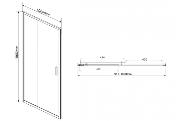 Душевая дверь Vincea Garda VDS-1G100CL 100x190 профиль хром, стекло прозрачное, раздвижная