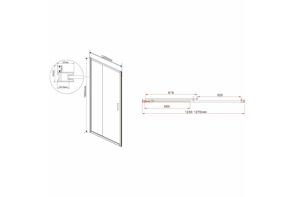 Душевая дверь Vincea Garda VDS-1G125CH 125x190 профиль хром, стекло рифленое, раздвижная