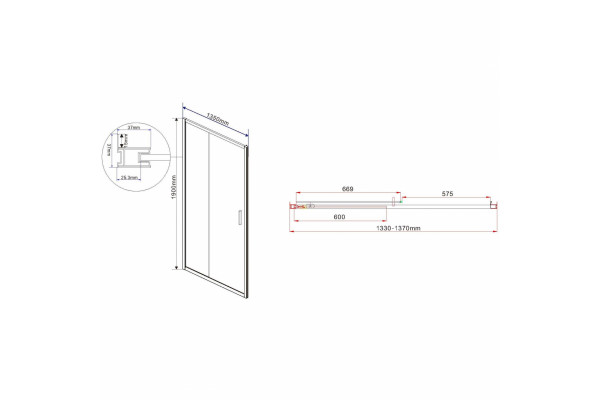 Душевая дверь Vincea Garda VDS-1G135CH 135x190 профиль хром, стекло рифленое, раздвижная