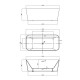 Ванна акриловая Vincea 170 x 80 x 58 см, слив-перелив в комплекте, белый, VBT-401-1700, прямоугольная, объем 310 л.