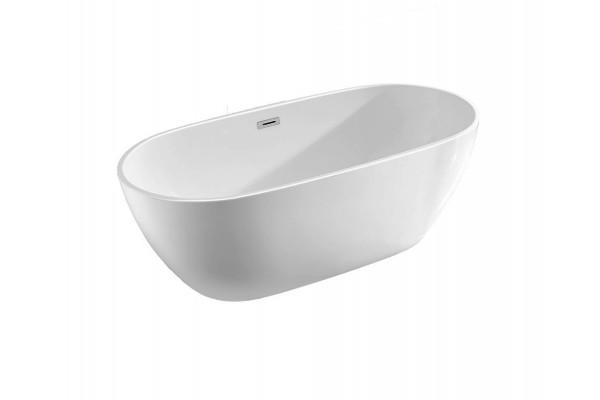 Ванна акриловая Vincea 160 x 81.5 x 58 см, слив-перелив в комплекте, белый, VBT-408-1600, овальная, отдельностоящая
