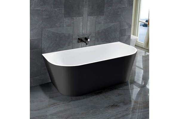 Ванна акриловая Vincea 170 x 80 x 58 см, слив-перелив в комплекте, черный/белый, VBT-421-1700MB, прямоугольная, пристенная