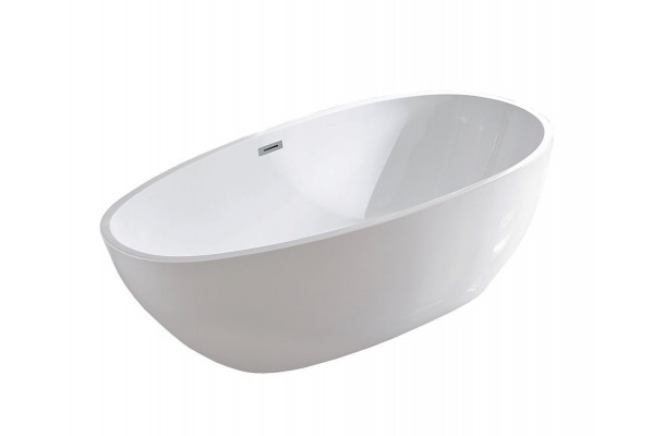 Ванна акриловая Vincea 170 x 80 x 60 см, слив-перелив в комплекте, белый, VBT-422-1700, овальная, отдельностоящая
