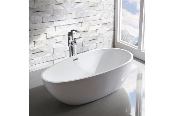 Ванна акриловая Vincea 170 x 80 x 60 см, слив-перелив в комплекте, белый, VBT-422-1700, овальная, отдельностоящая